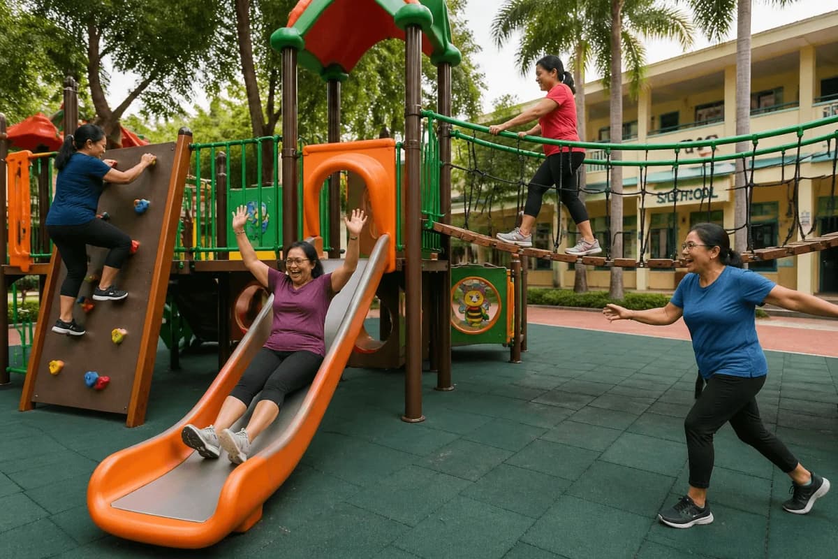 playground fiber anak outdoor modern tahan cuaca tropis Indonesia Putra Fiber